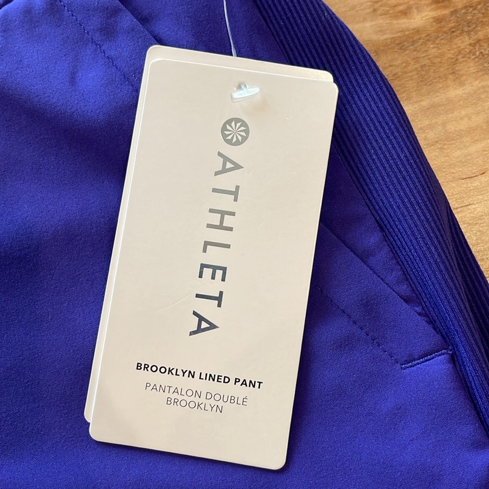 NWT Athleta Brooklyn Lined Pants Royal Purple Athleisure Pilates 4 High Rise - Picture 5 of 11